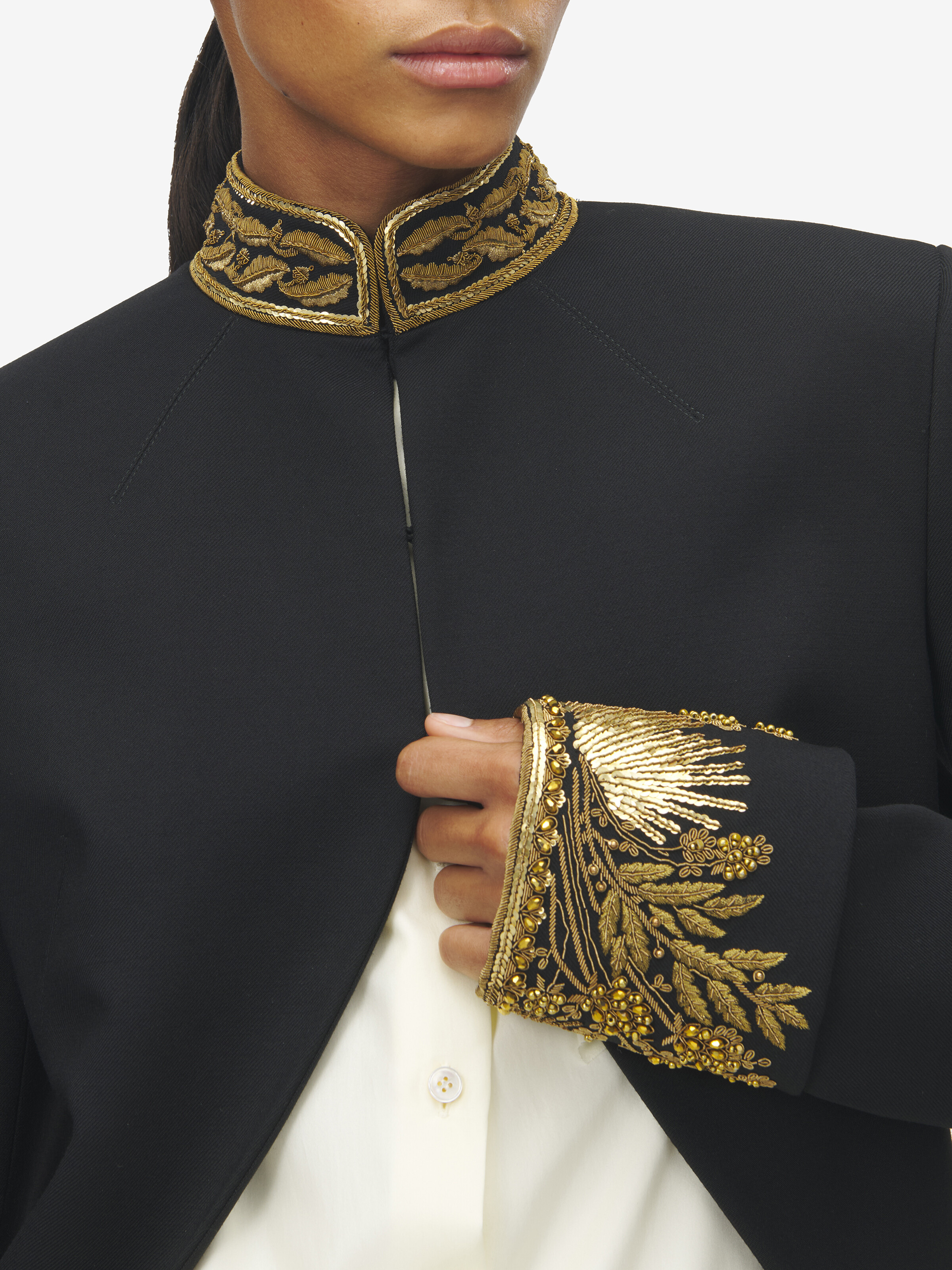 Goldwork Border Embroidery Cutaway Jacket - 5