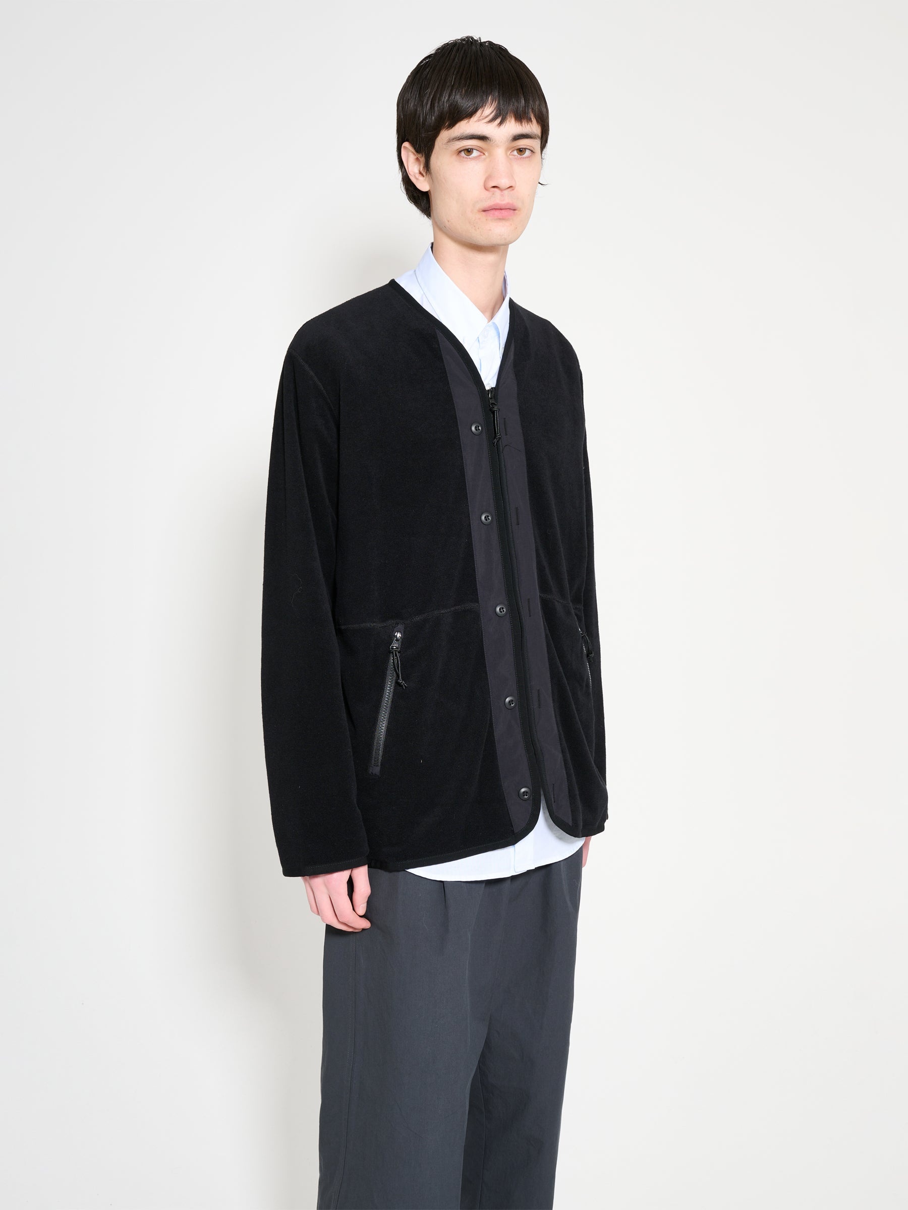 COMME DES GARÇONS HOMME PILE CARDIGAN BLACK - 4