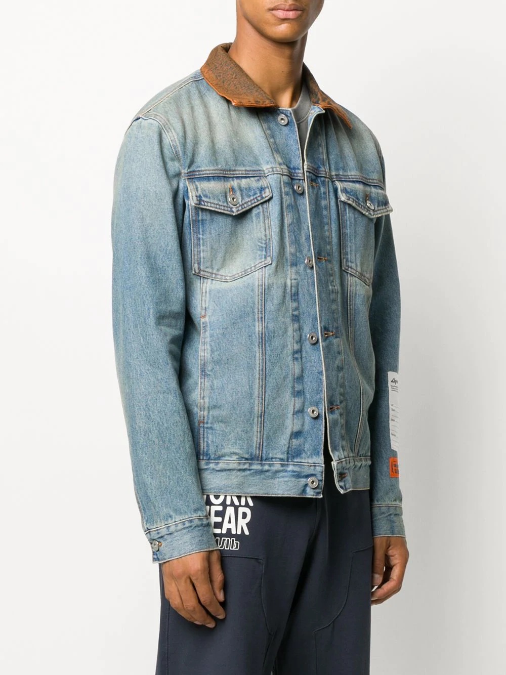 logo patch denim jacket - 3