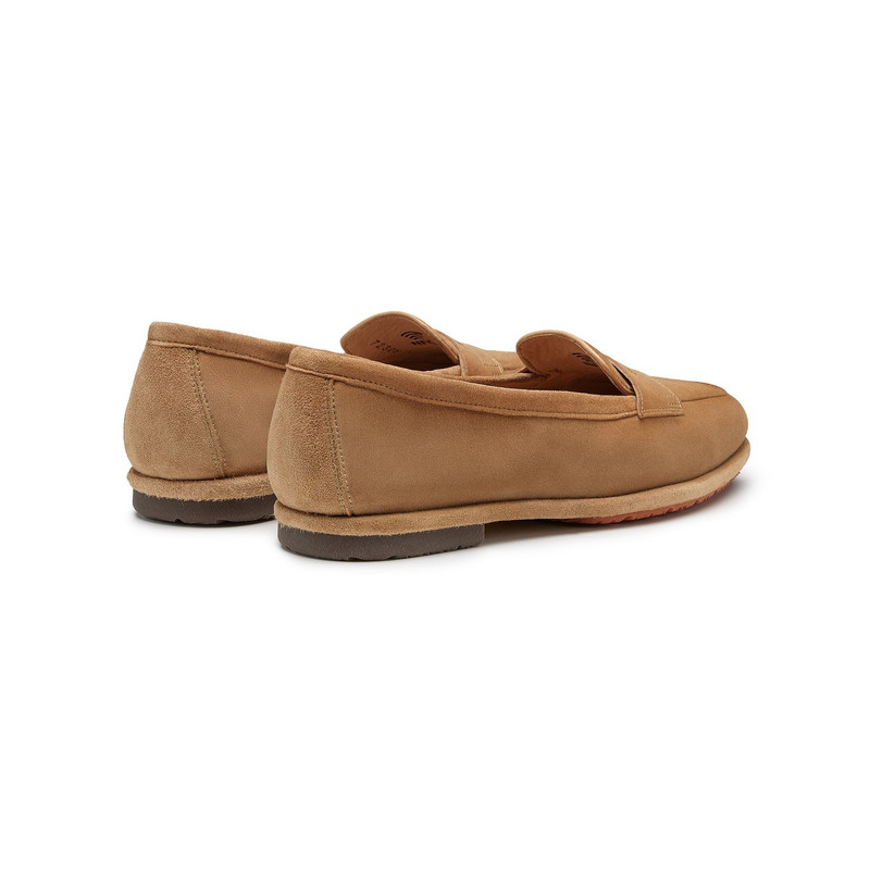 Women's beige suede Carla Driver penny loafer 4