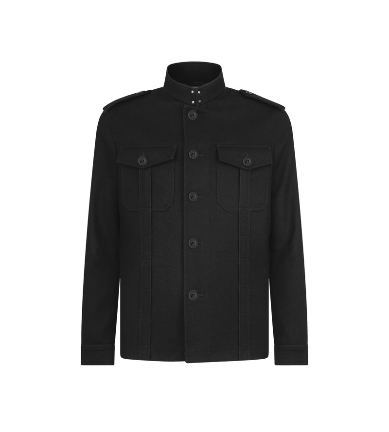 LIGHT FELT STAND COLLAR OVERSHIRT - 1