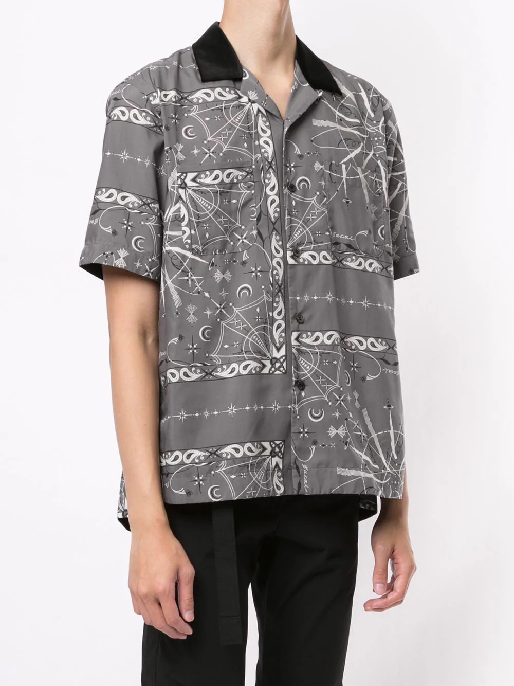 mixed-print short sleeved shirt  - 3