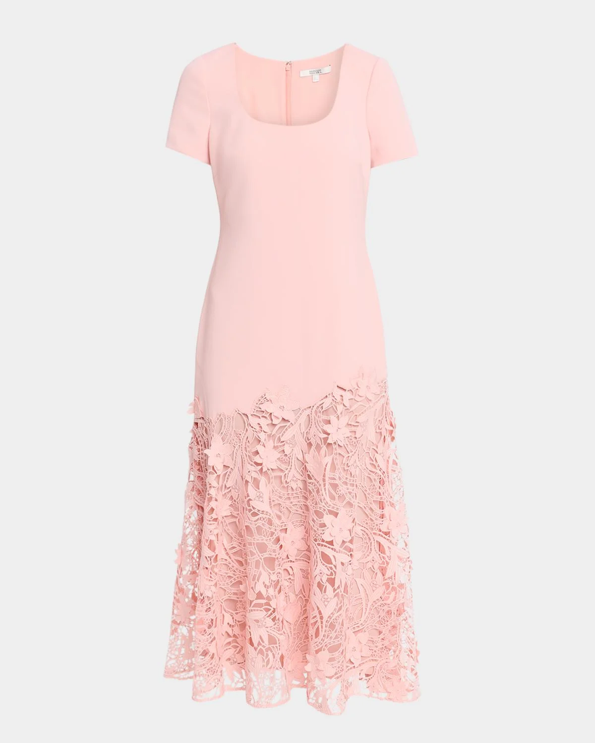 Drop-Waist Crepe & Lace Midi Dress - 1