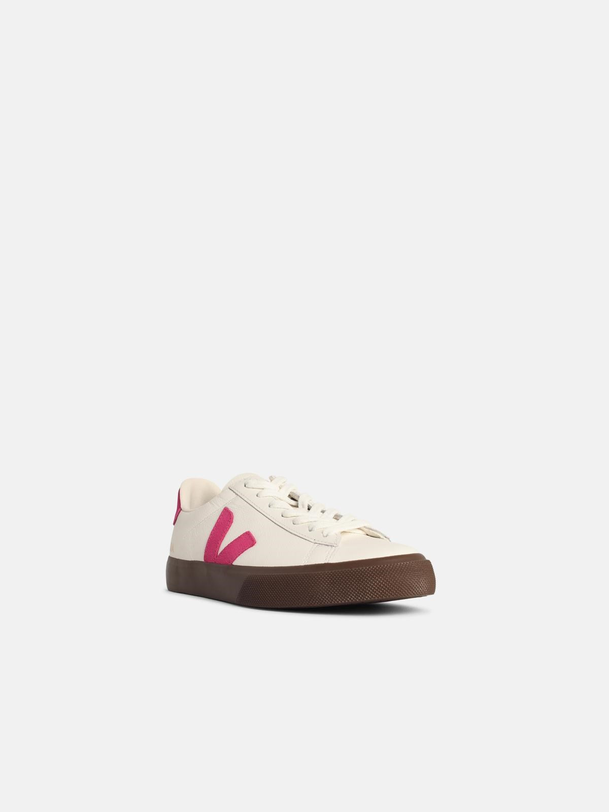 'CAMPO' WHITE AND FUCHSIA LEATHER SNEAKERS - 2