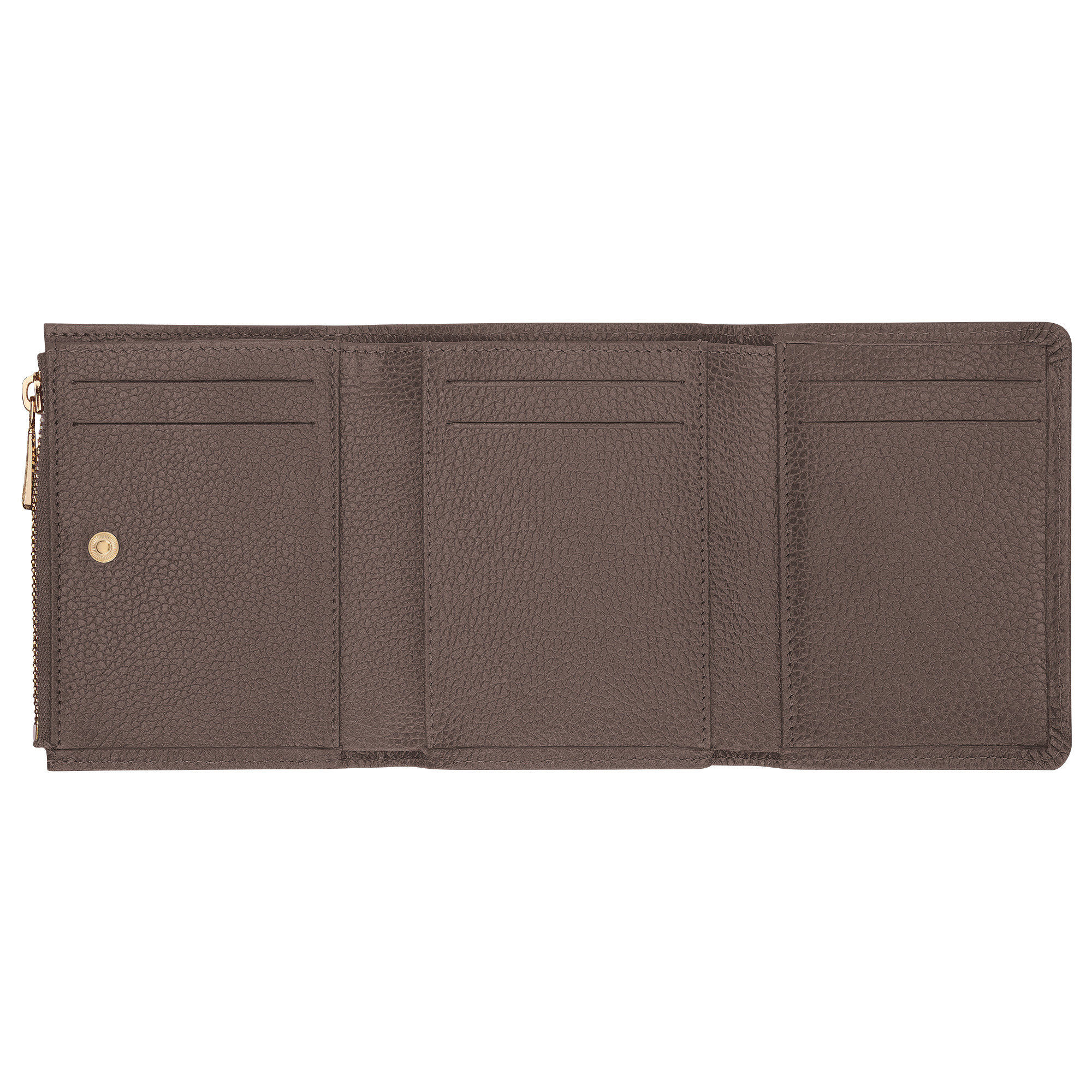 Le Foulonné Compact wallet Taupe - Leather - 3