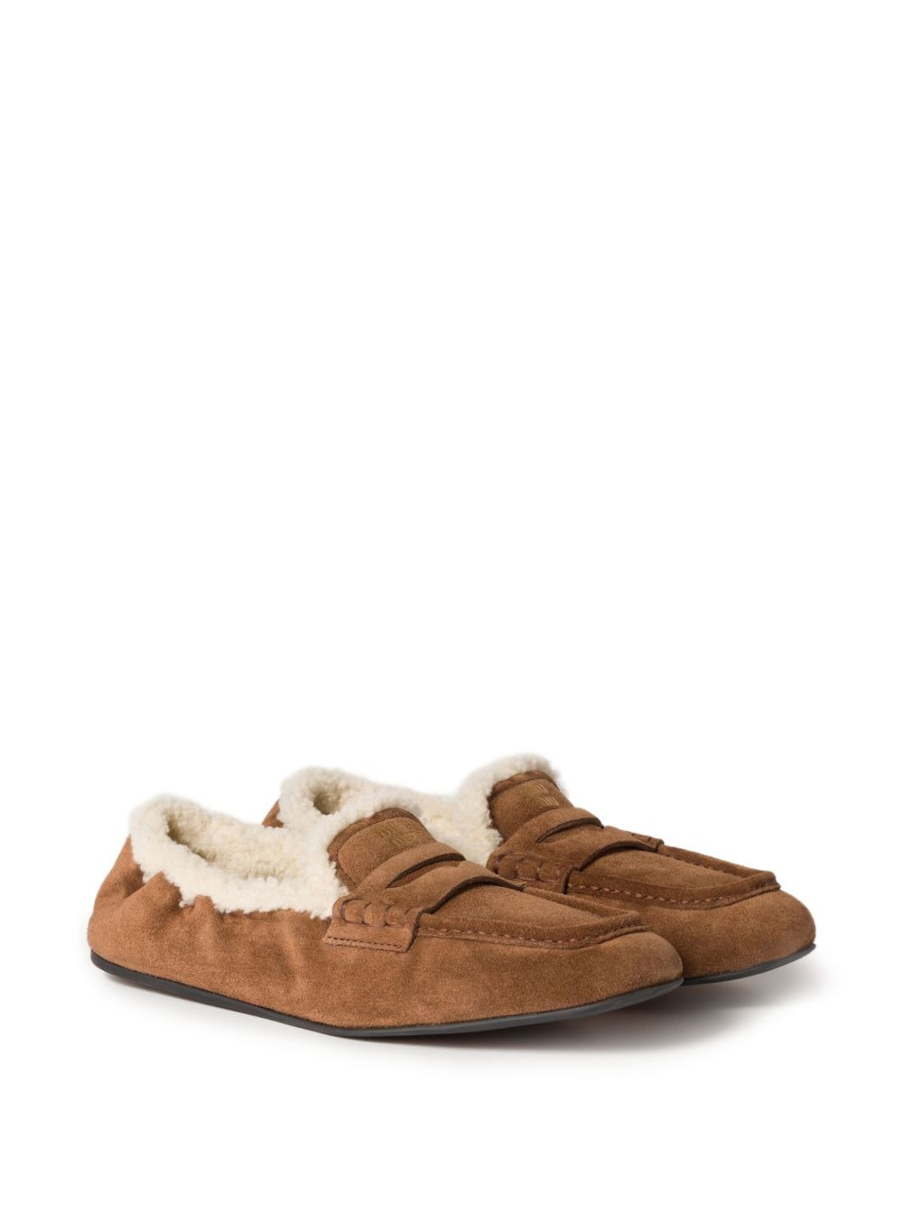 logo-detail suede loafers - 2