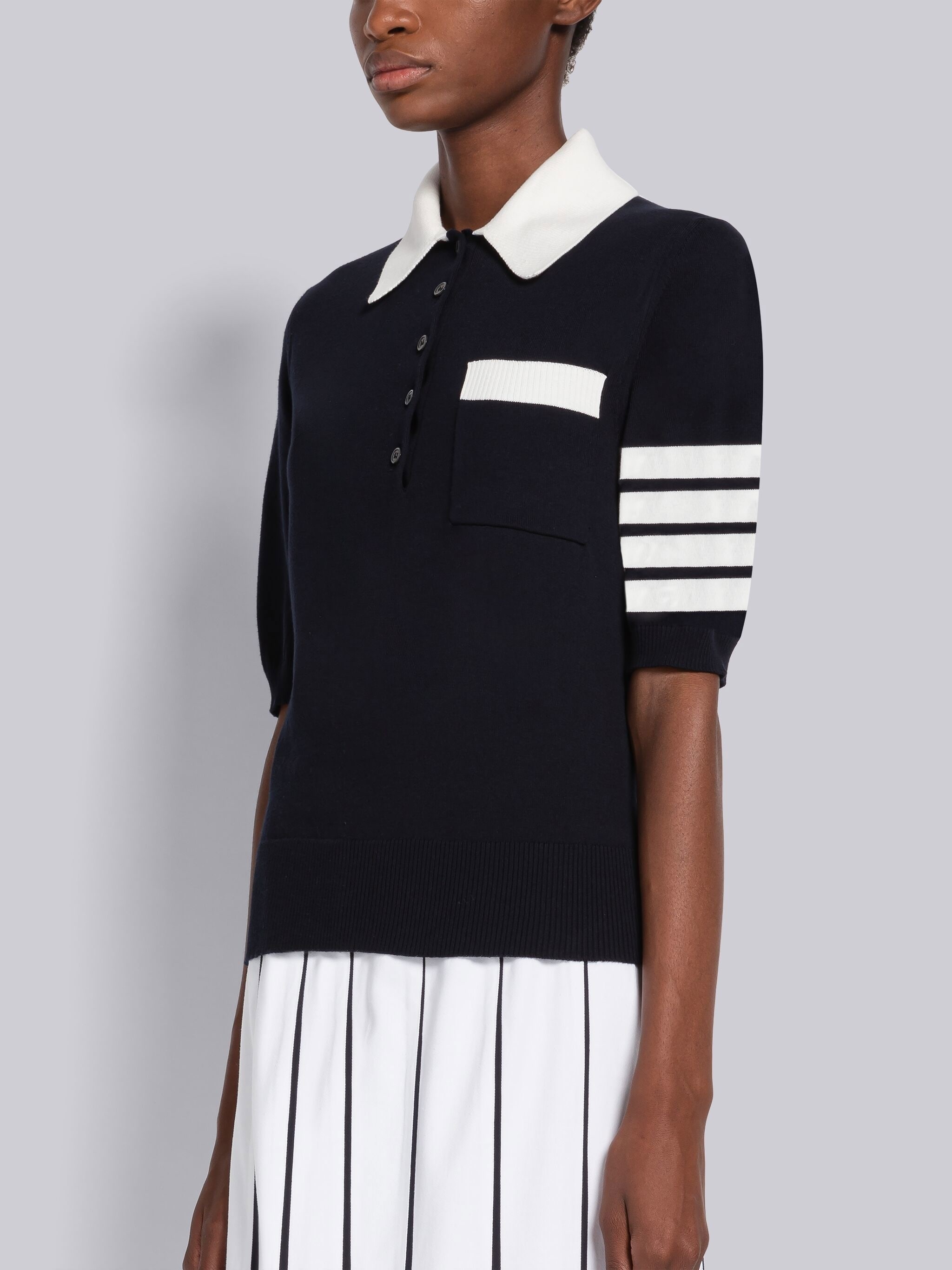 Cotton Hector Pointelle 4-Bar Polo - 2