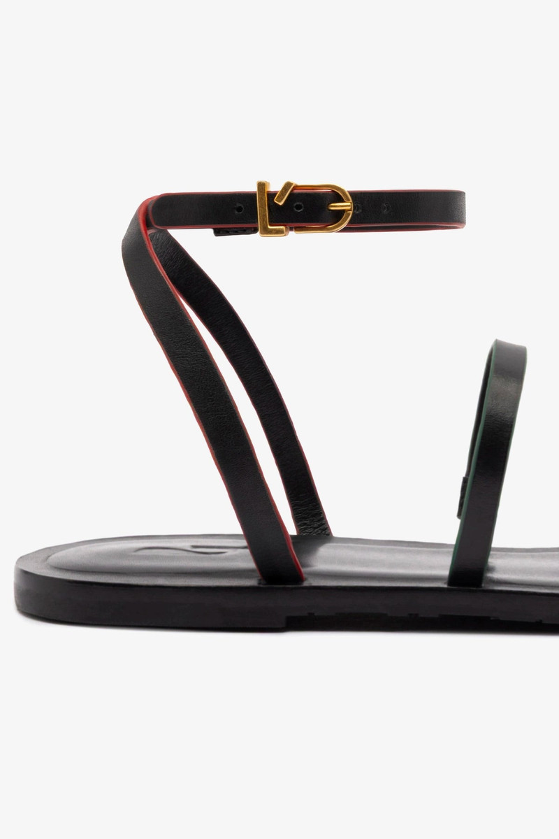 Biarritz Flat Sandal In Black Leather 4