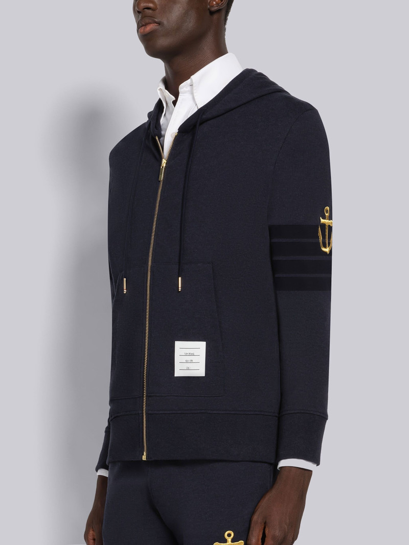 Thom Browne Lightweight Anchor Loopback 4-Bar Zip Hoodie outlook