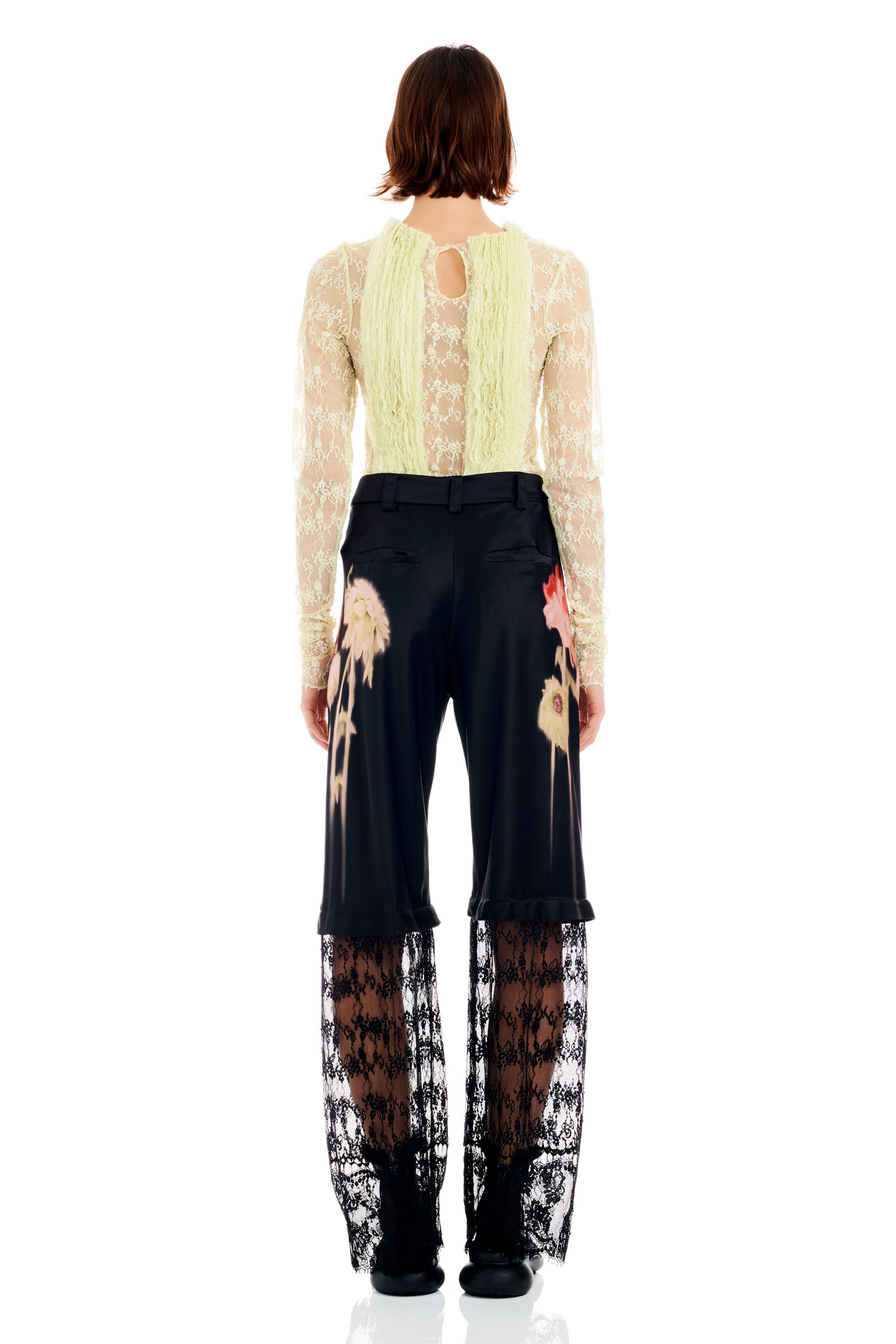 BLACK FLOWER DRIP DANTE LACE TROUSER - 5