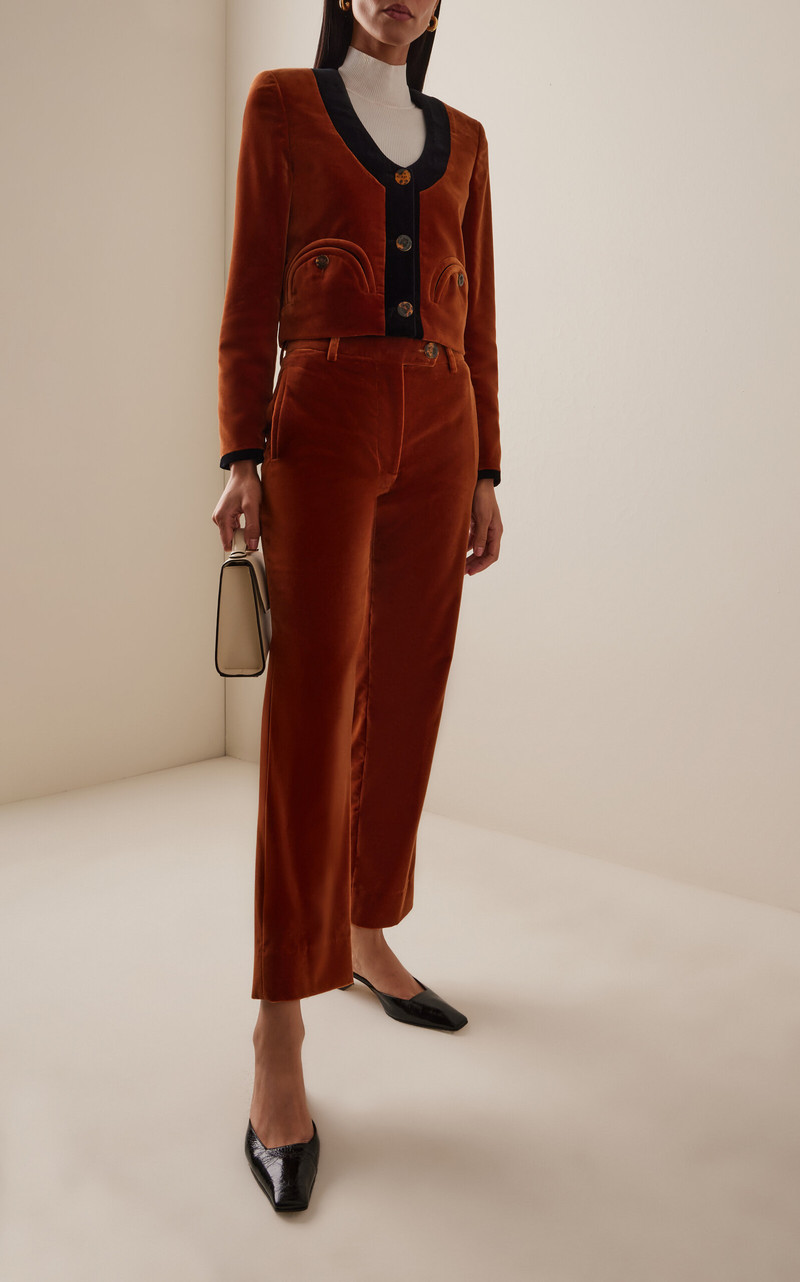 BLAZÉ MILANO Nana Cotton-Velvet Pants brown outlook