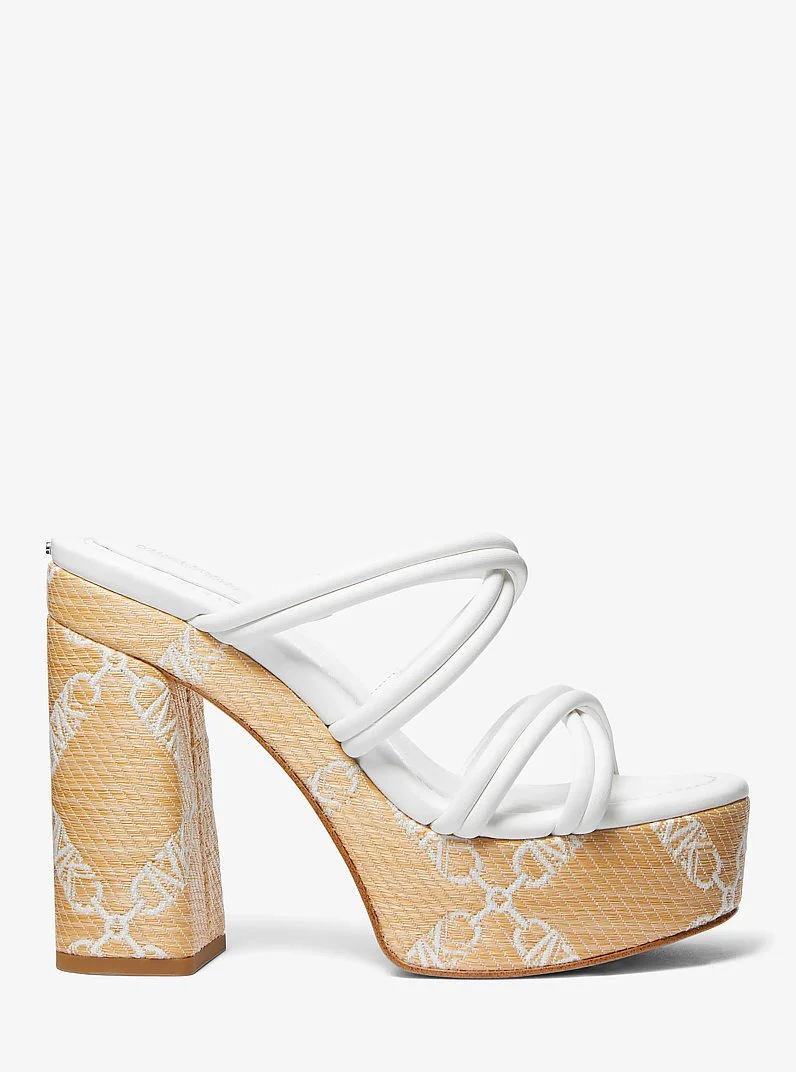 Corrine Empire Logo Jacquard Straw Platform Sandal - 1