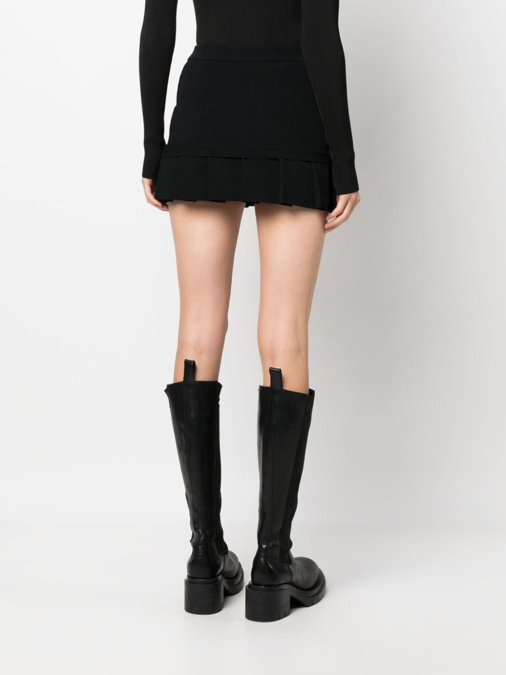 pleated-hem knitted miniskirt - 4