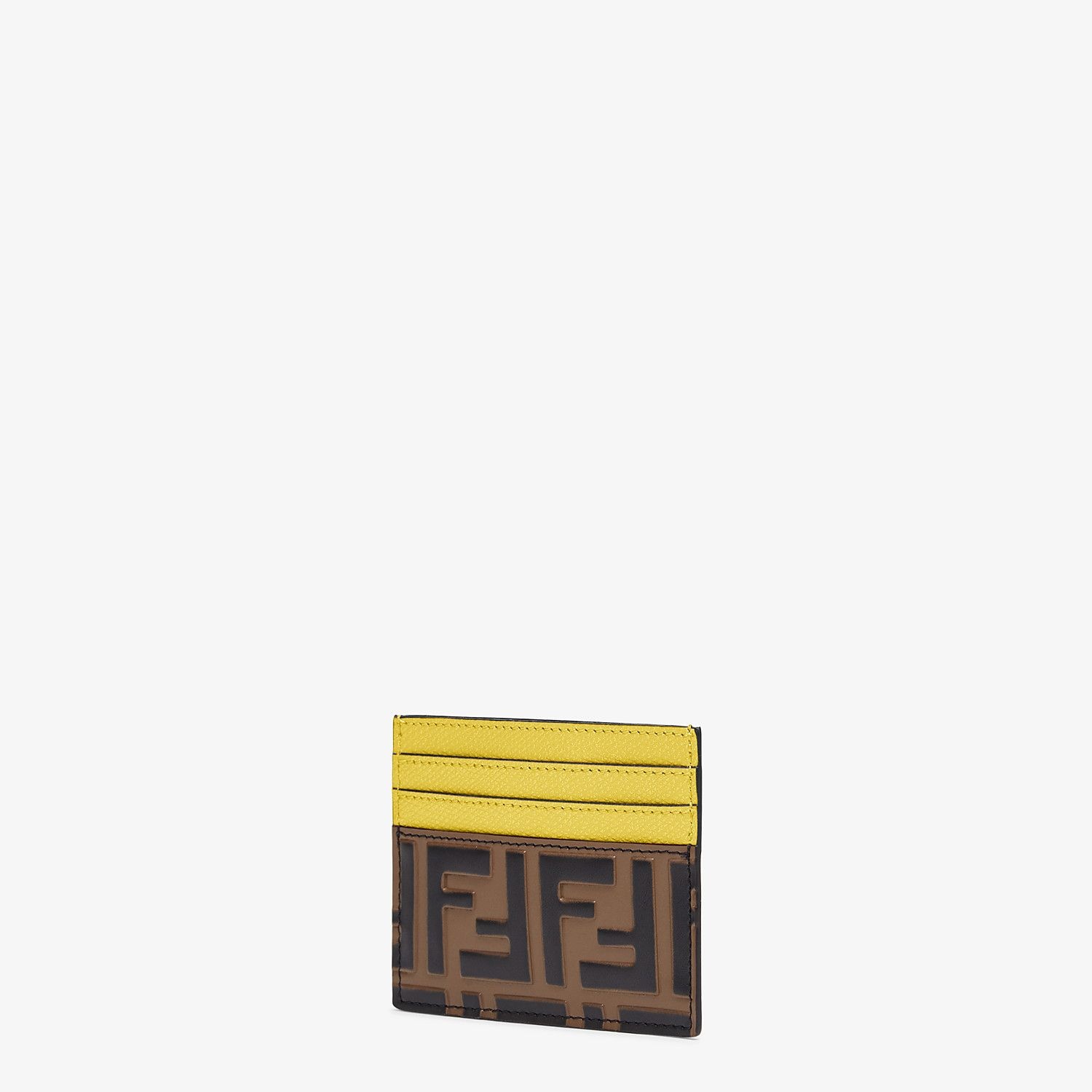 Yellow leather flat card holder - 2