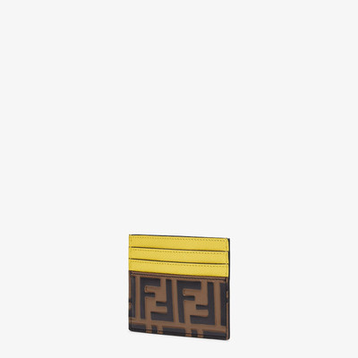 FENDI Yellow leather flat card holder outlook