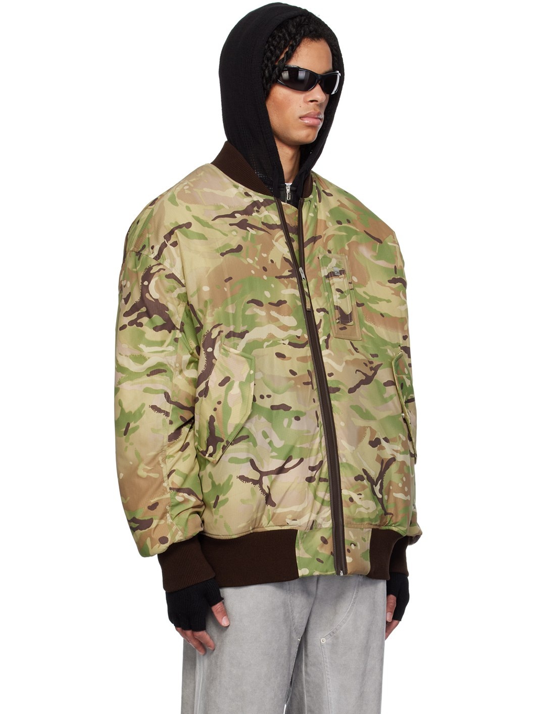 Green Oversized Camo Bomber Jacket - 2