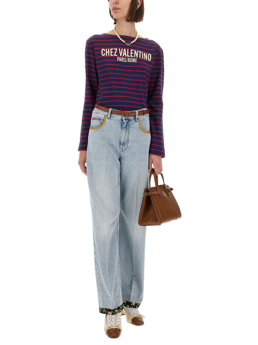 Embroidered Denim Pants - 2