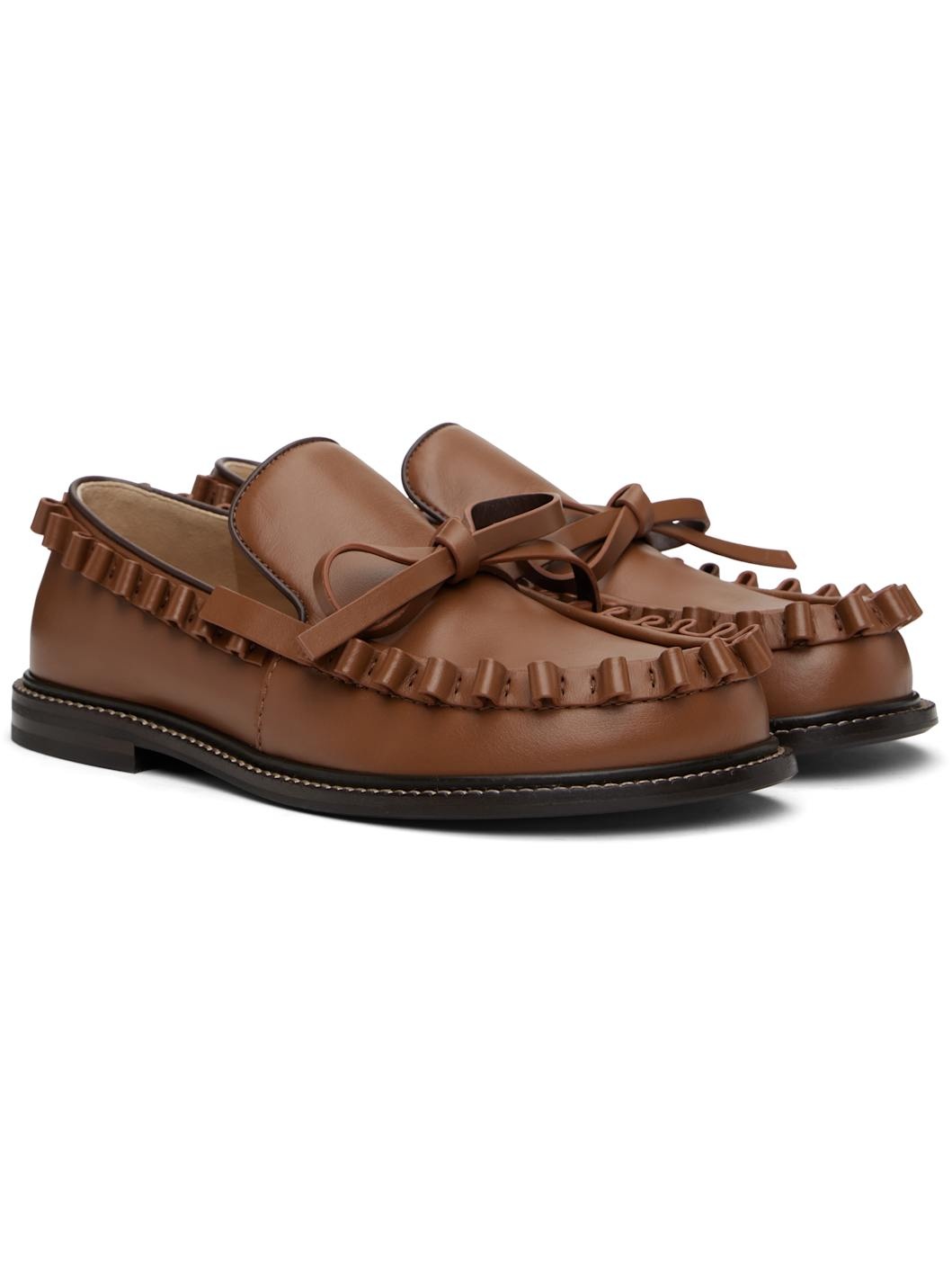 Tan Ruffle Loafers - 4