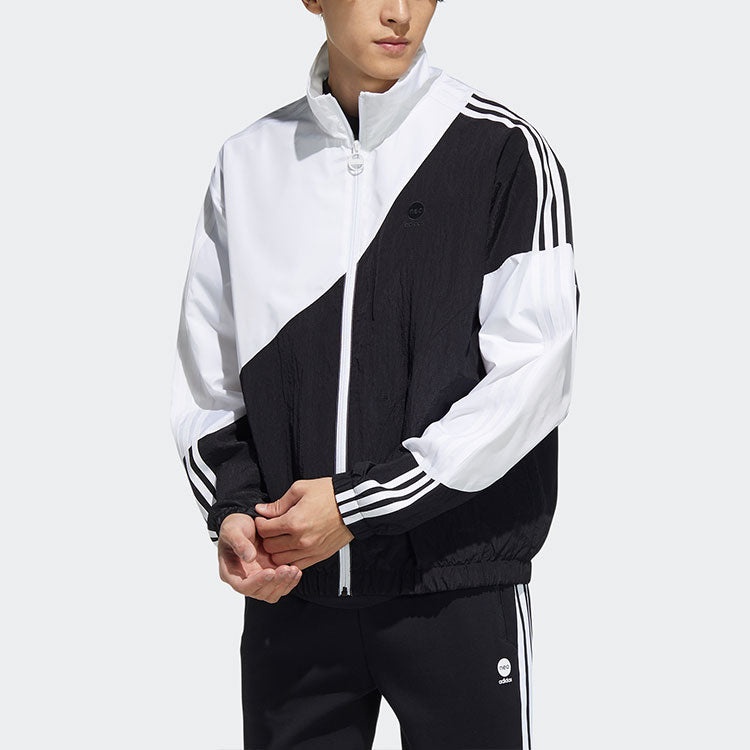 adidas neo Colorblock Stand Collar Long Sleeves Zipper Jacket Black HC9680 - 2