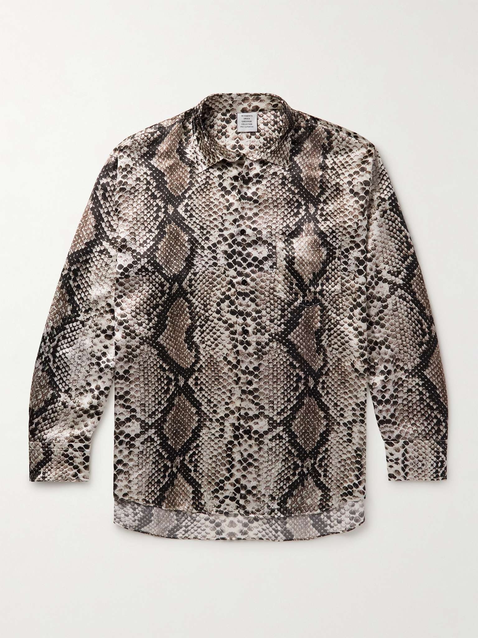 Logo-Appliquéd Snake-Print Woven Shirt - 1