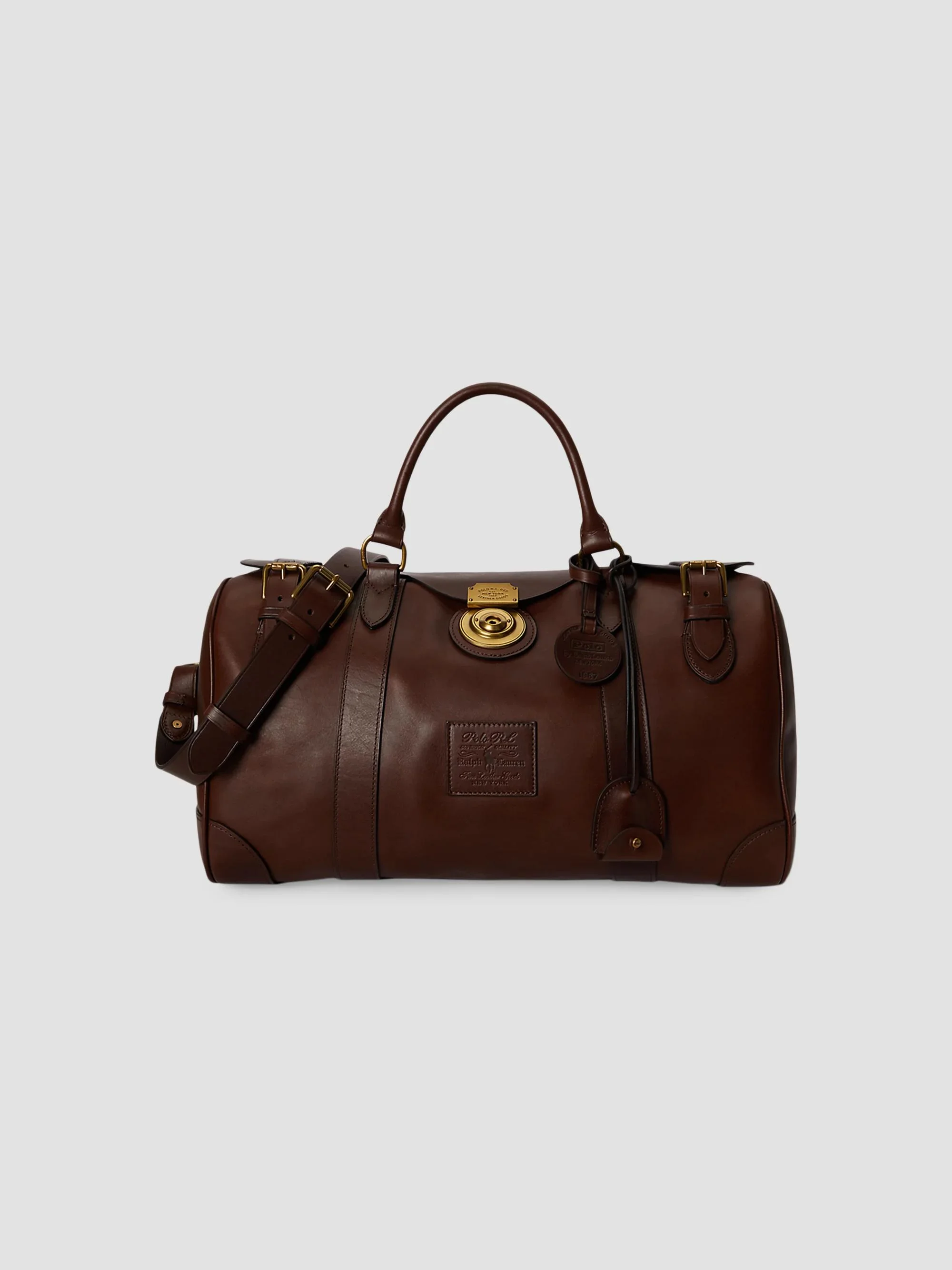 Men's Heritage Lock Small Leather Duffel Bag - Burnished Brown - 1