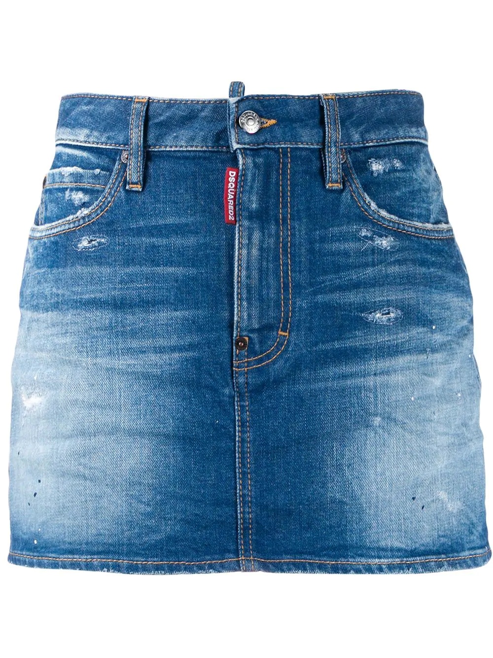 faded distressed denim skirt - 1