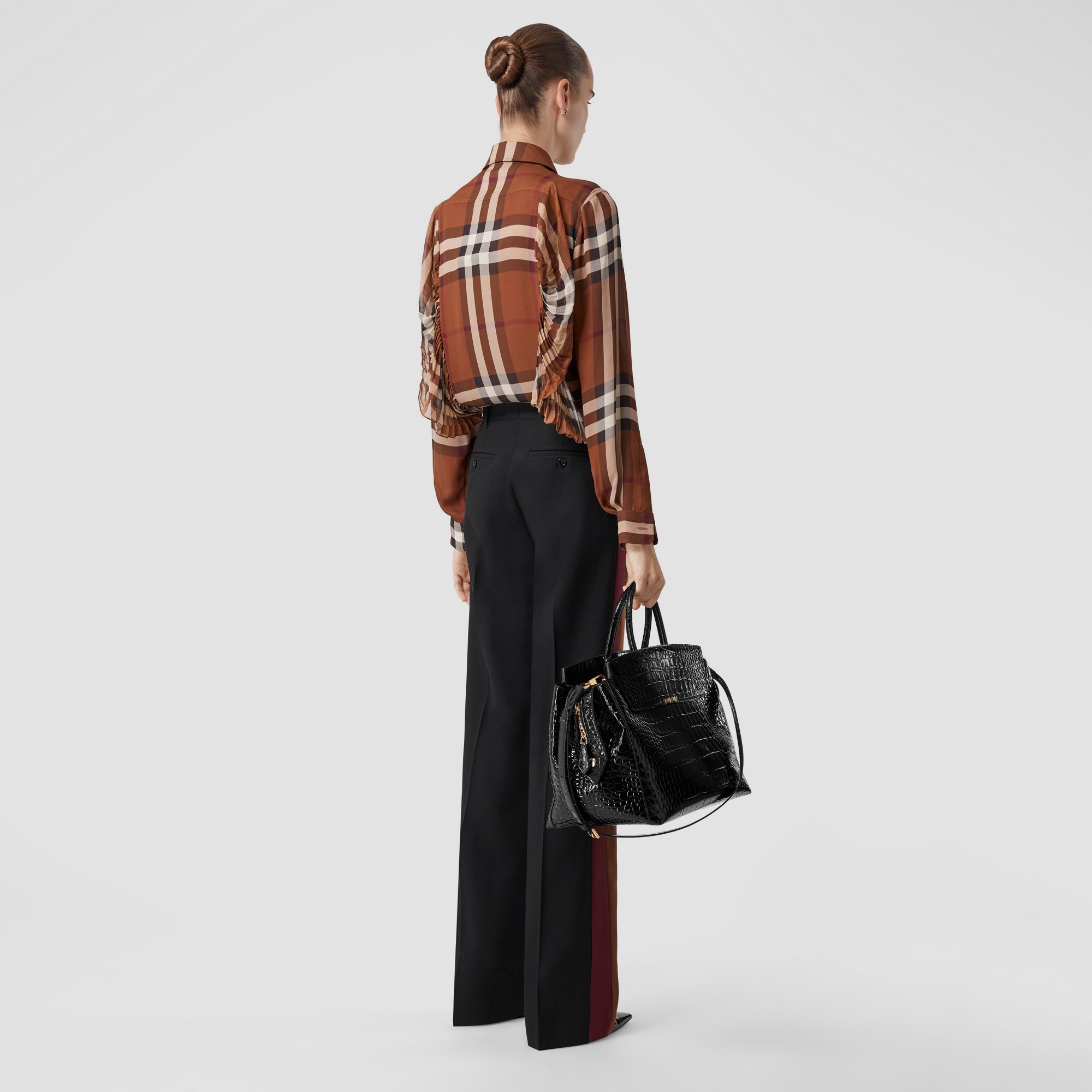 Colour Block Wool Blend Tailored Trousers - 5