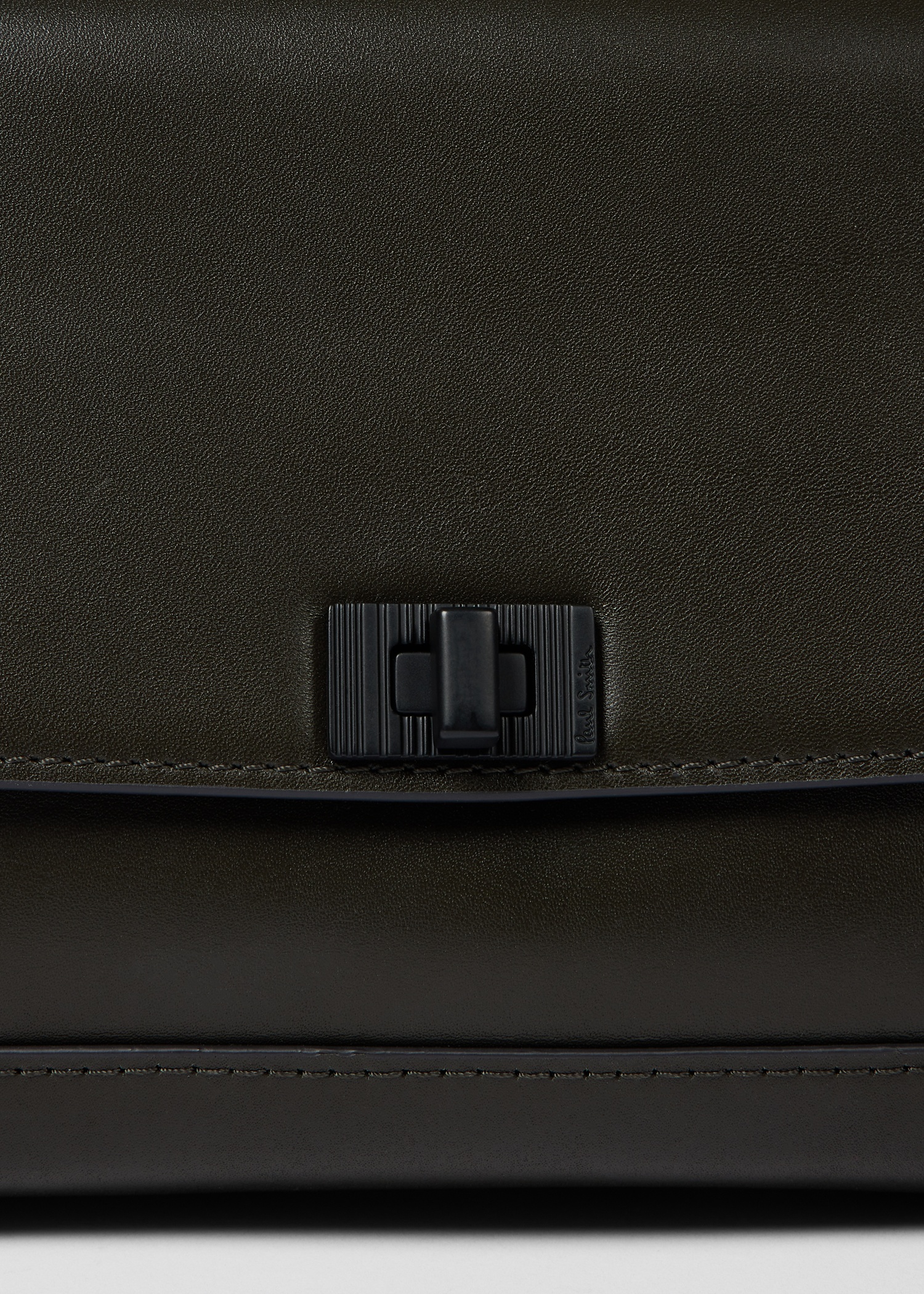 Dark Green Leather 'Signature Stripe' Strap Cross Body Bag - 2