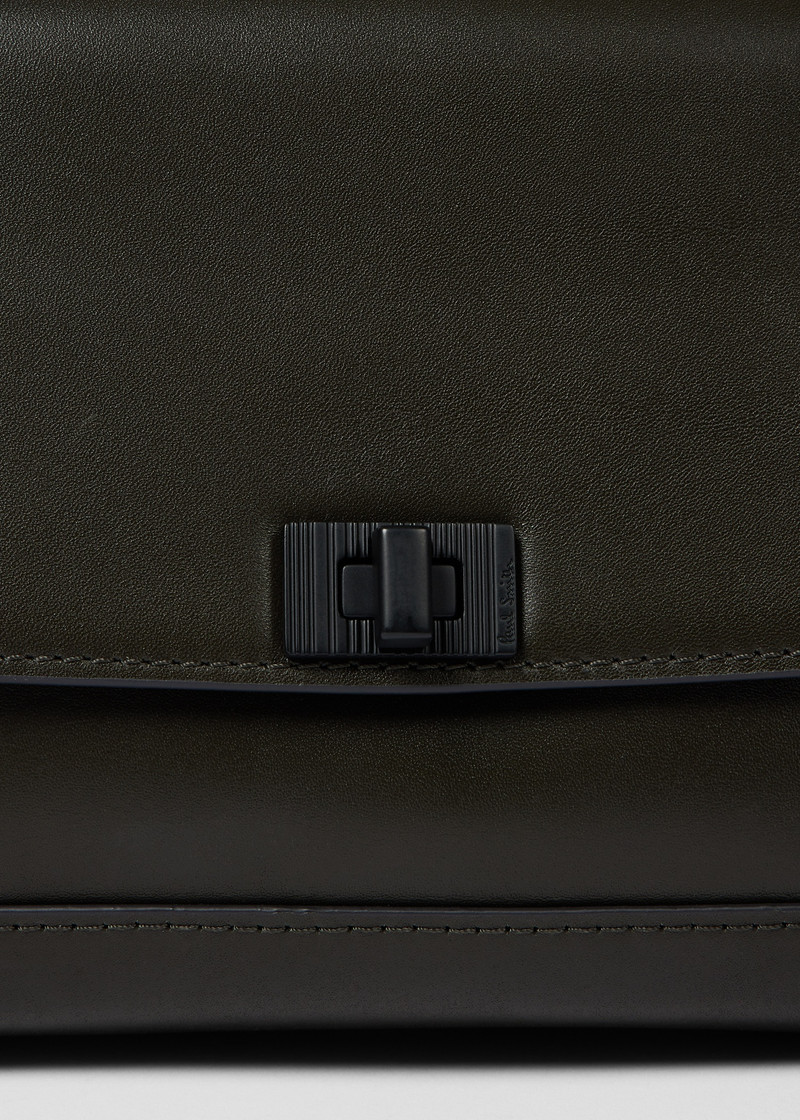 Paul Smith Dark Green Leather 'Signature Stripe' Strap Cross Body Bag outlook