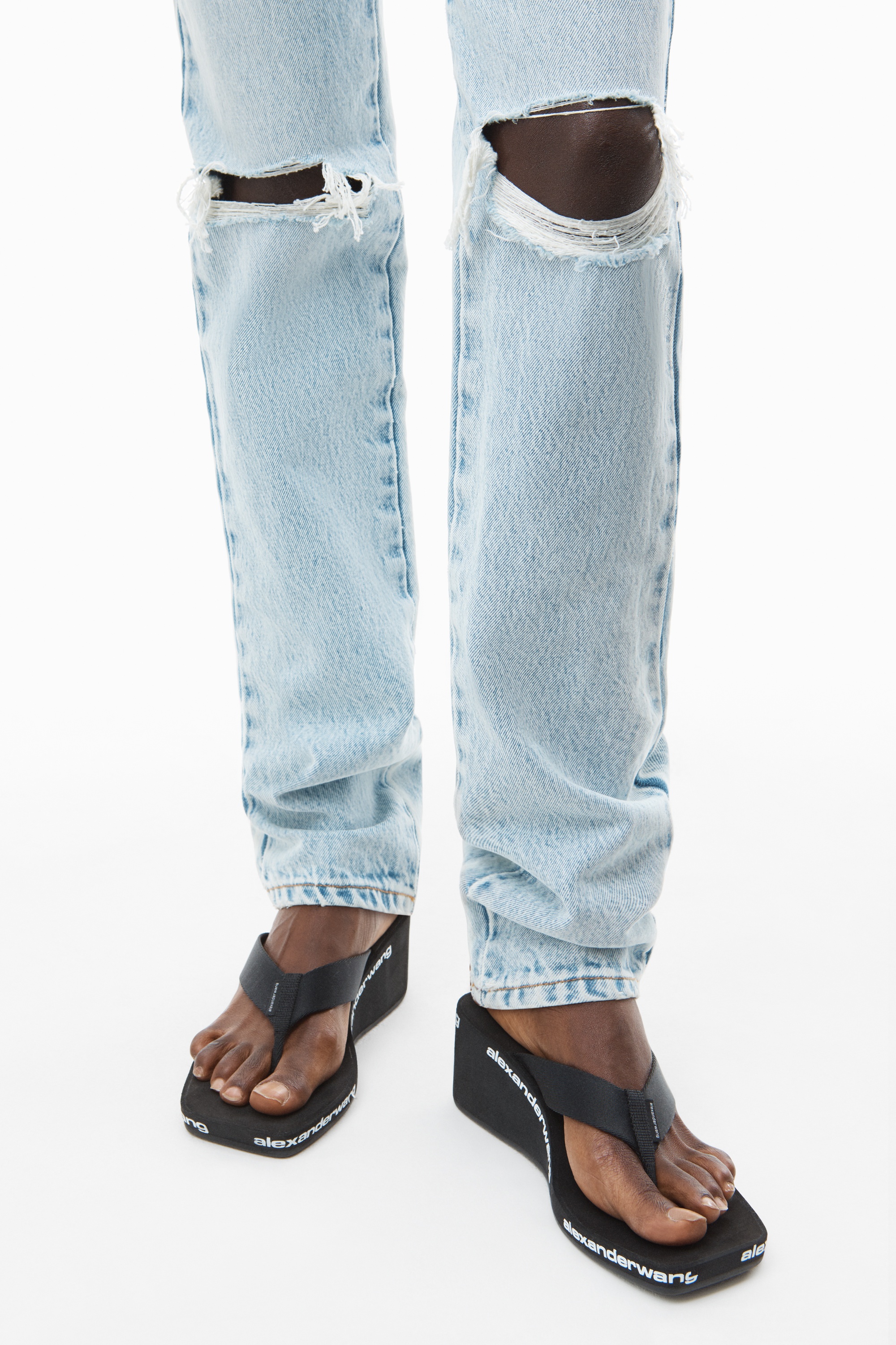 STACKED SLIM CONTRAST JEAN IN LEATHER - 3