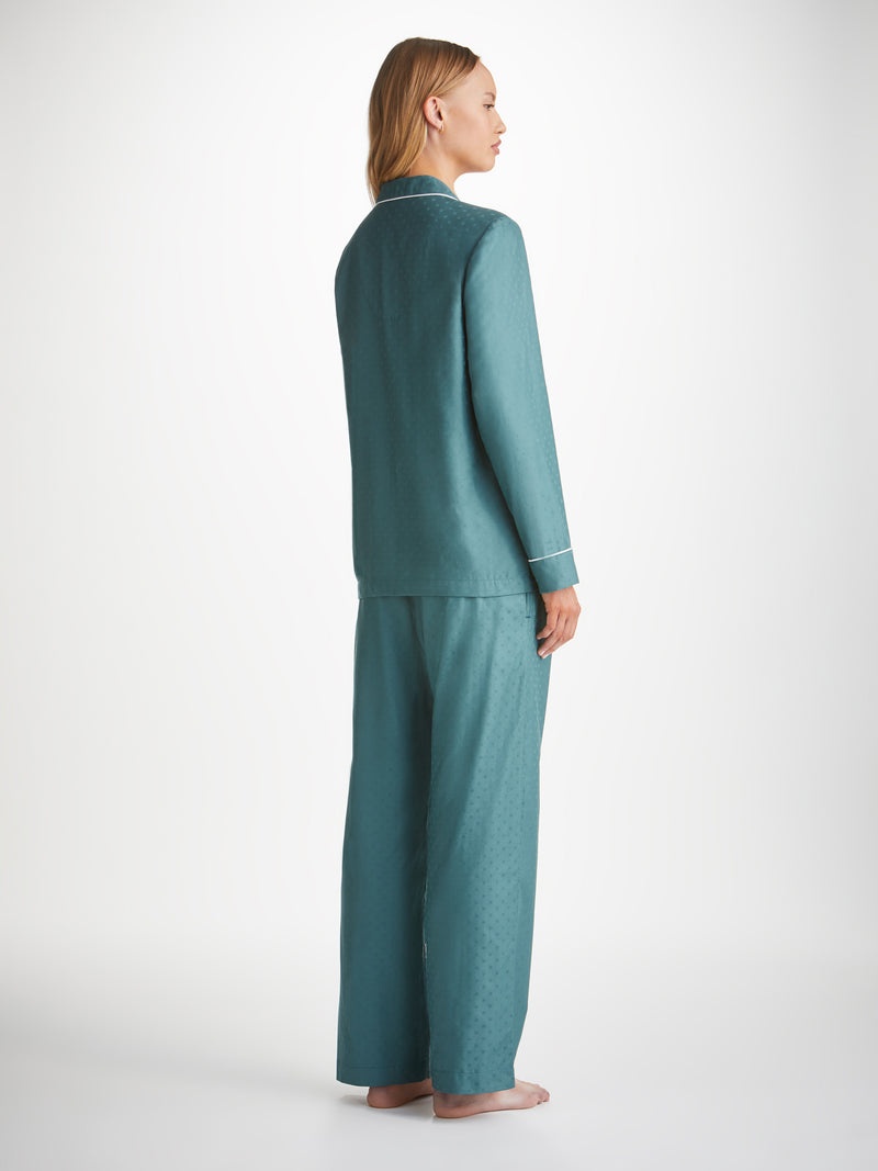 Women's Lounge Trousers Kate 9 Cotton Jacquard Teal