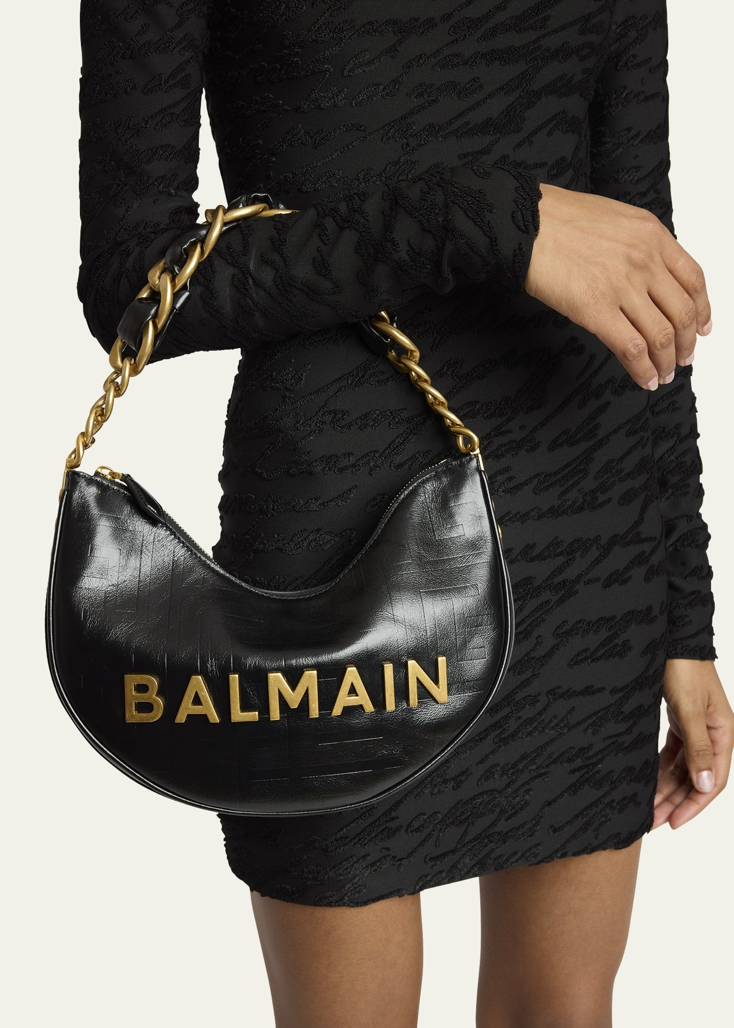 1945 Moon Shoulder Bag in PB Embossed Crinkle Leather - 2