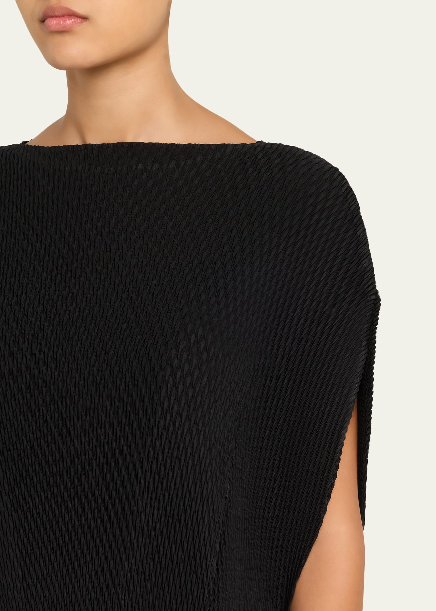 Orbicular Pleated Cap-Sleeve Top - 5