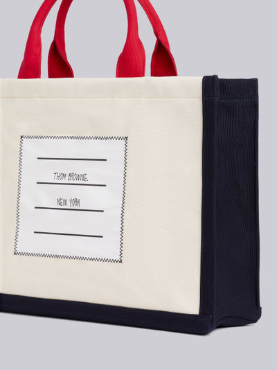 Thom Browne Tricolor Cotton Canvas Name Tag Tote outlook