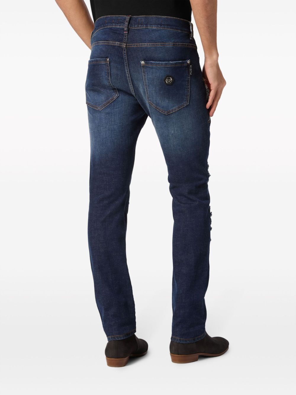 distressed-effect slim-cut jeans - 4