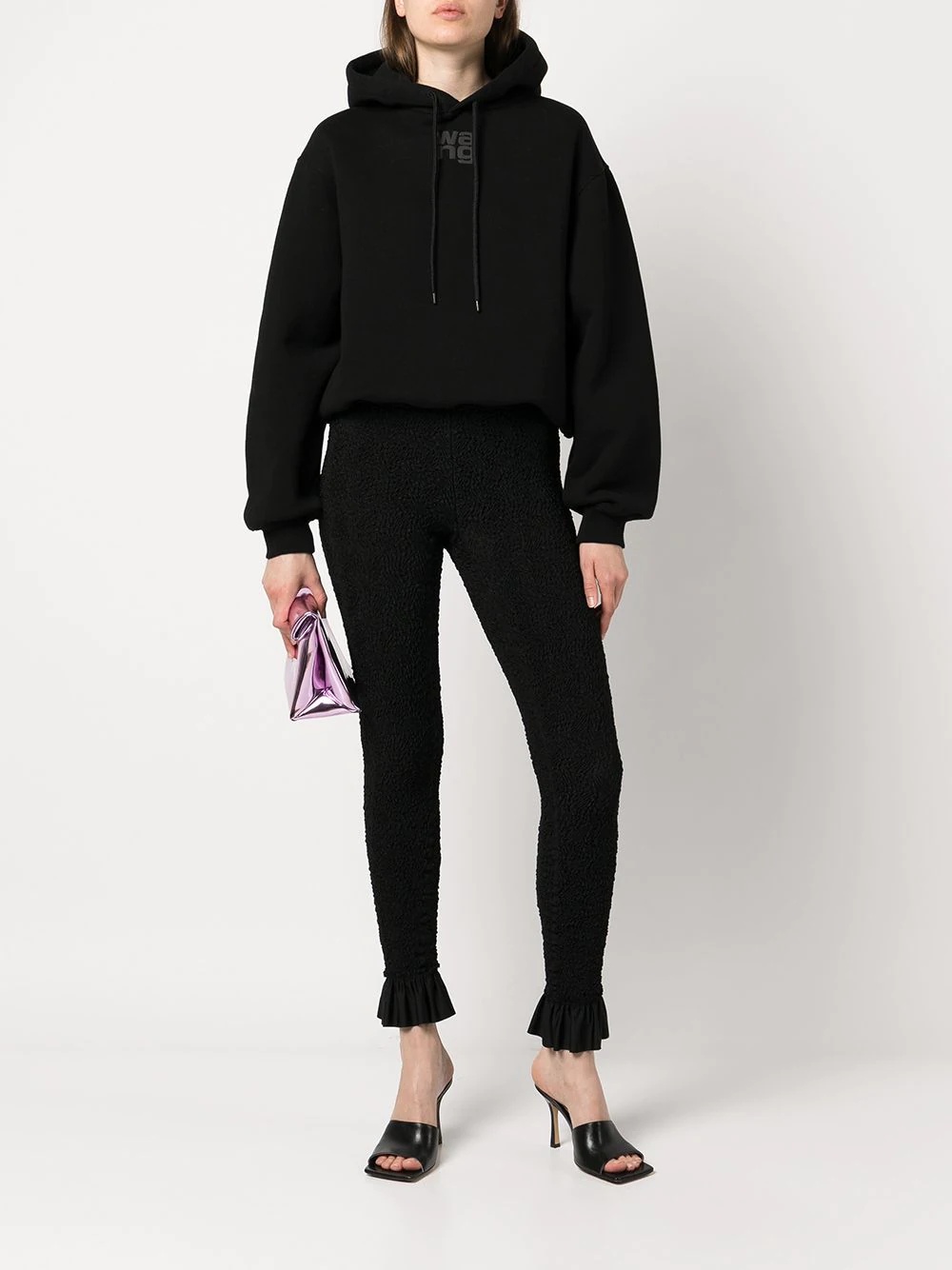 rubberised logo cotton hoodie - 2