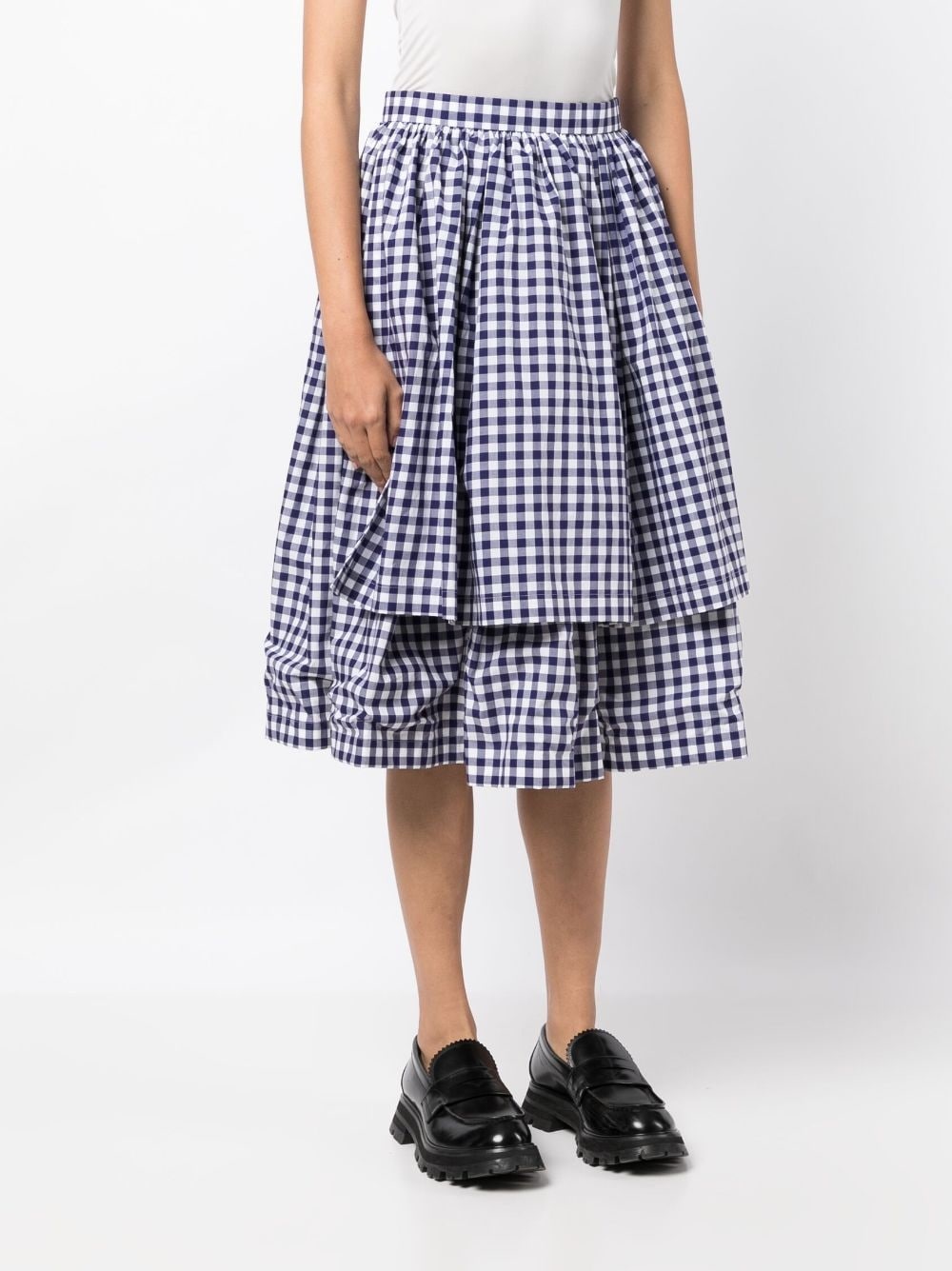 gingham check-pattern cotton skirt - 3