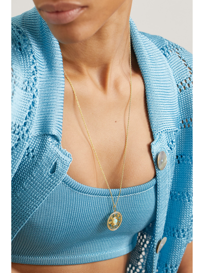 SYDNEY EVAN Open Icon 14-karat Gold, Opal And Diamond Necklace outlook