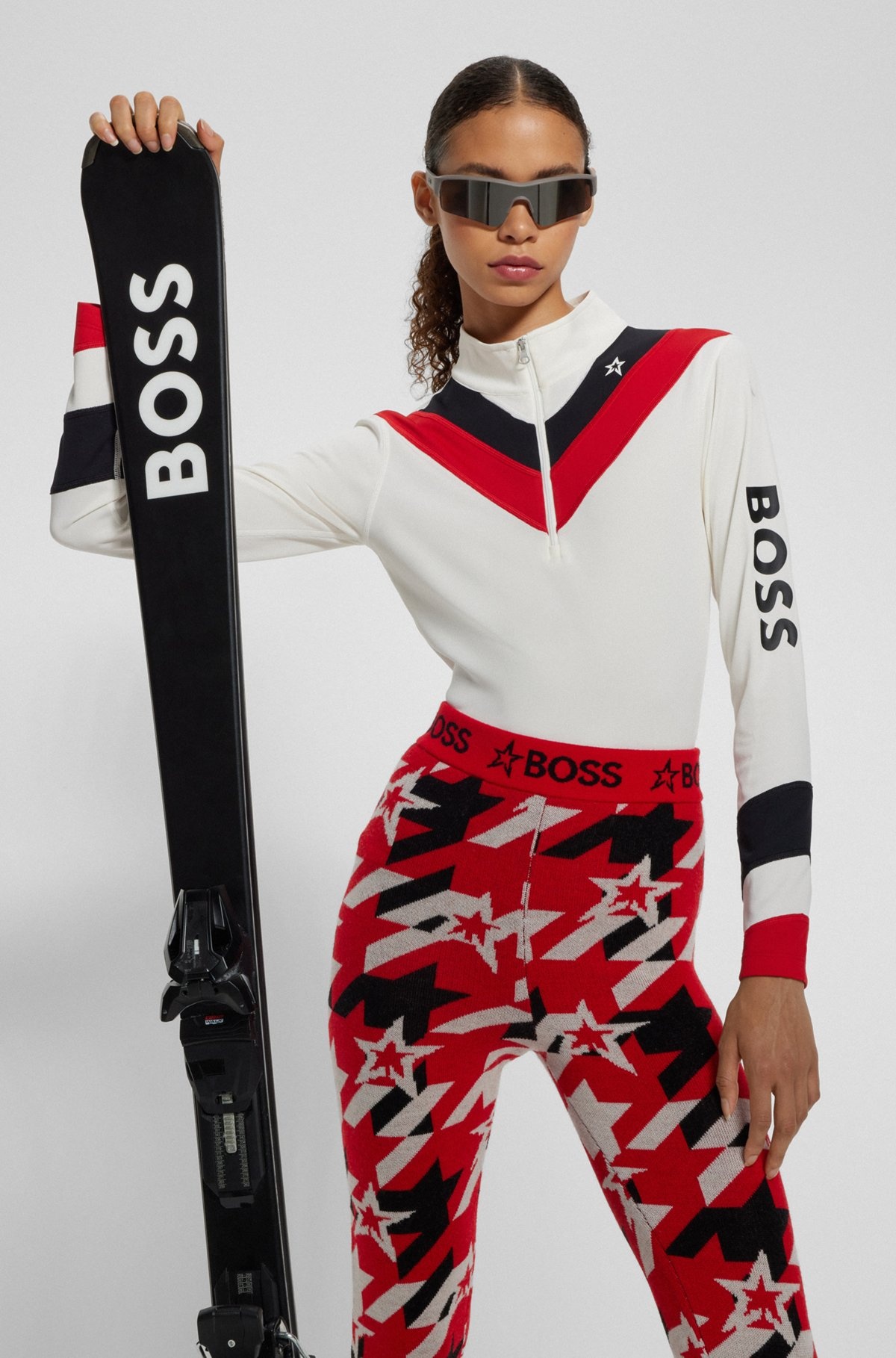 BOSS X PERFECT MOMENT VIRGIN-WOOL LEGGINGS WITH BRANDING - 5
