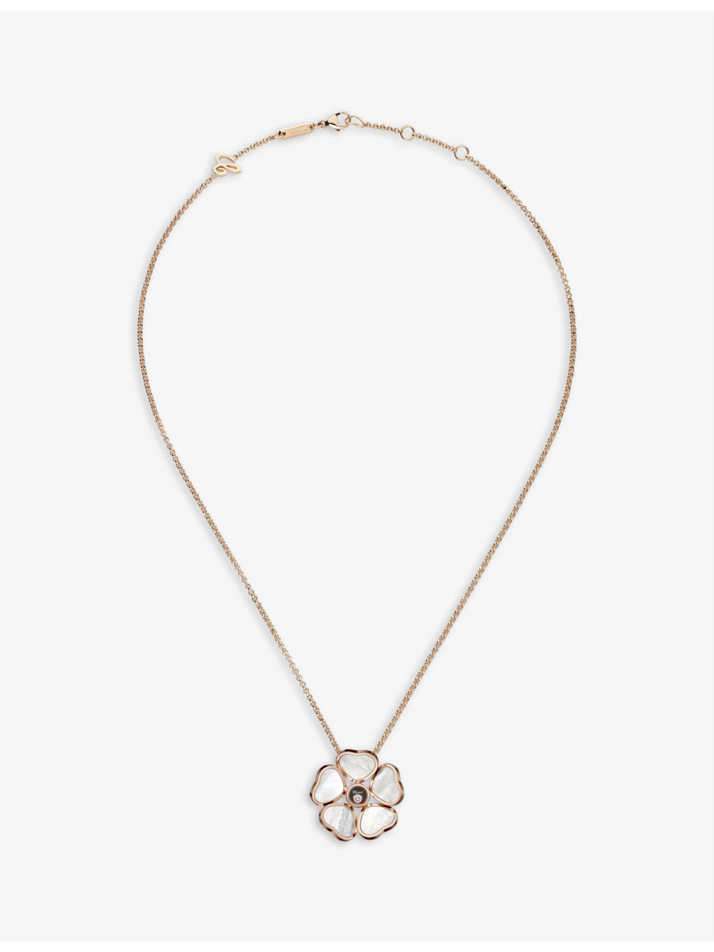 Happy Hearts Flower 18ct rose-gold, 0.05ct diamond and mother-of-pearl necklace - 2