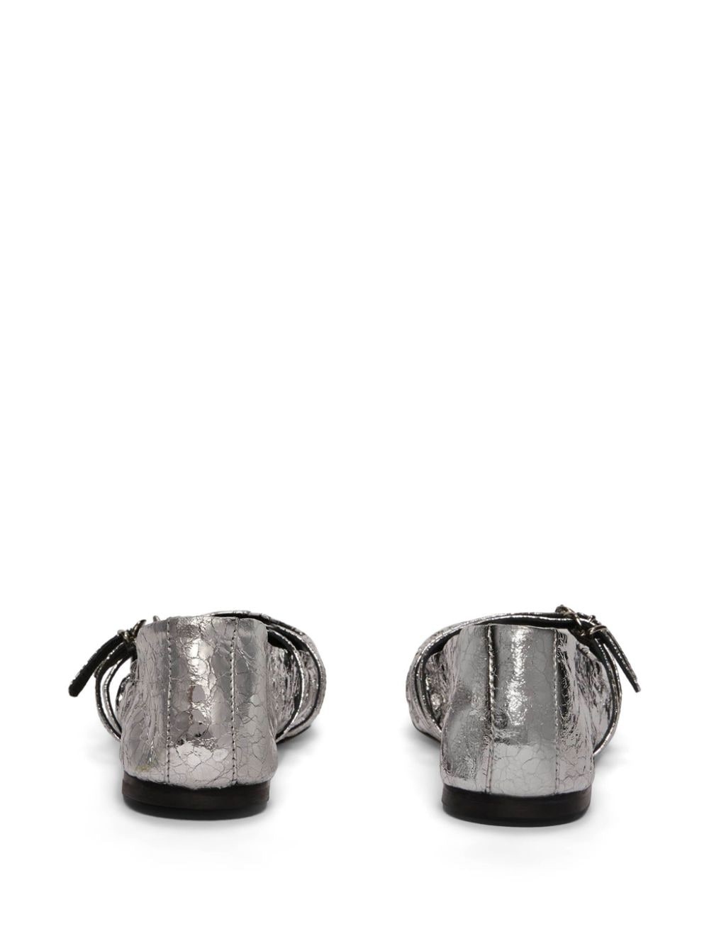 metallic-finish ballerina shoes - 3