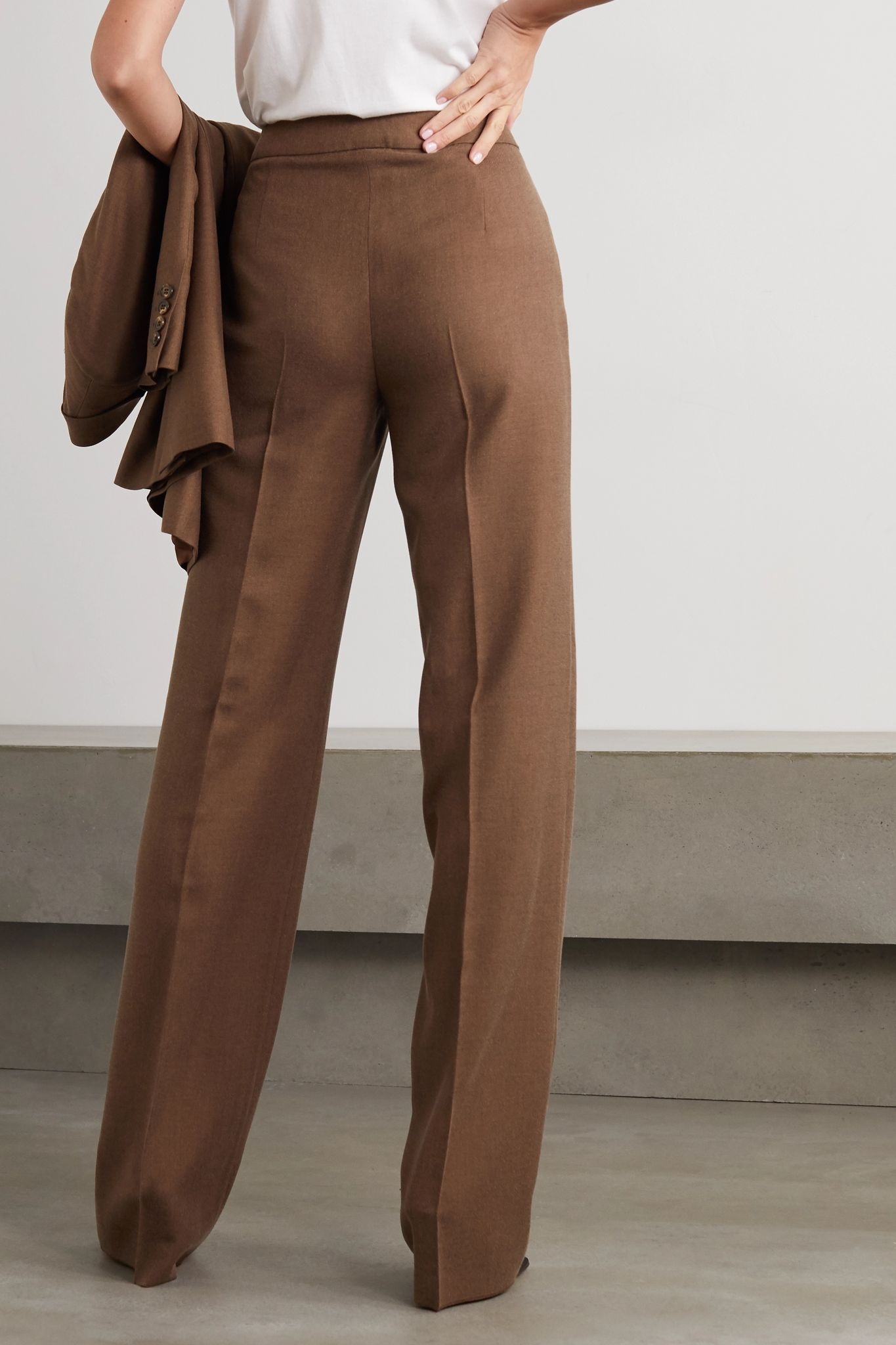 Bea camel hair and silk-blend straight-leg pants  - 3