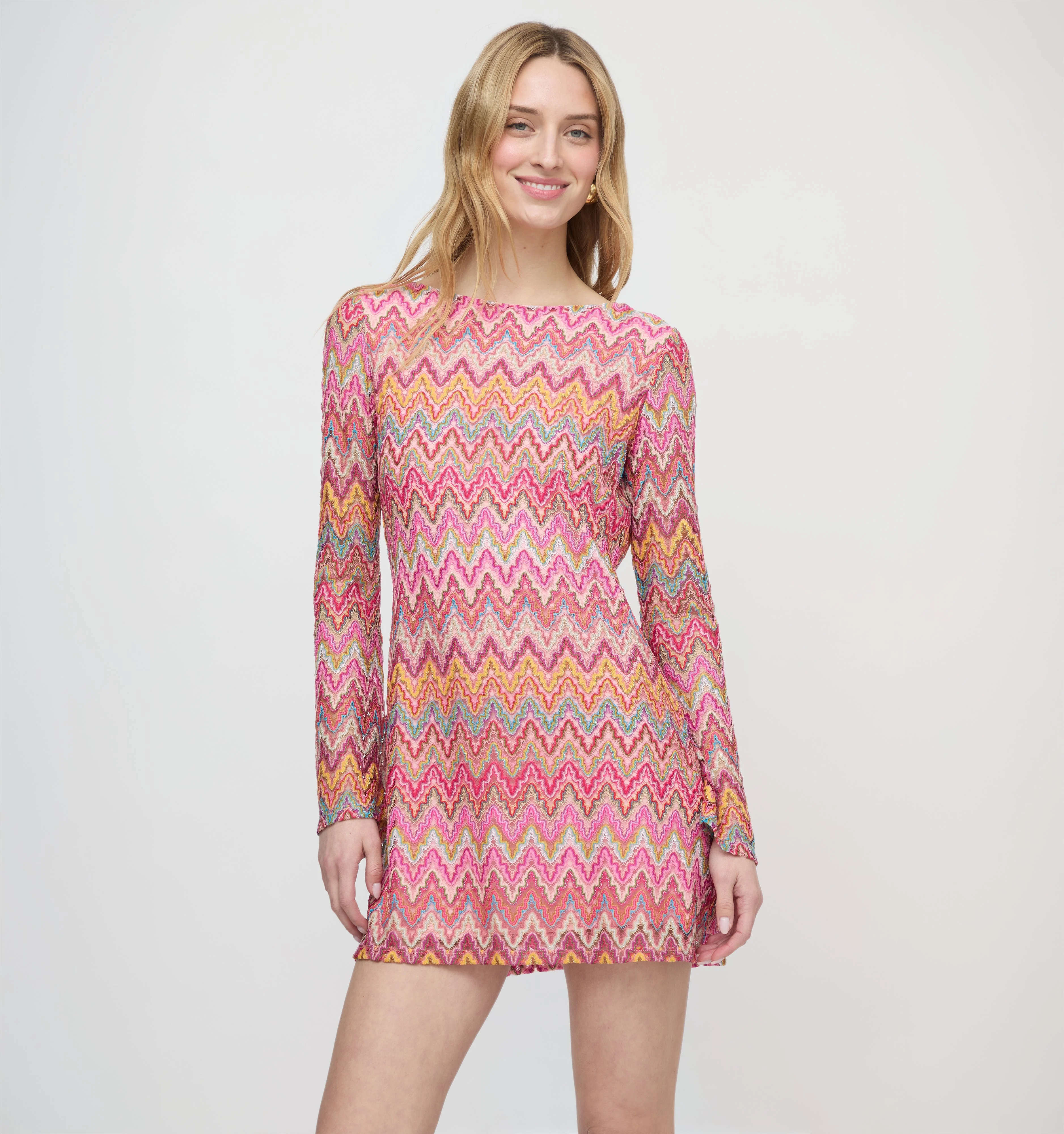 The Nathalie Dress - Pink Sheer Shimmer Knit - 1