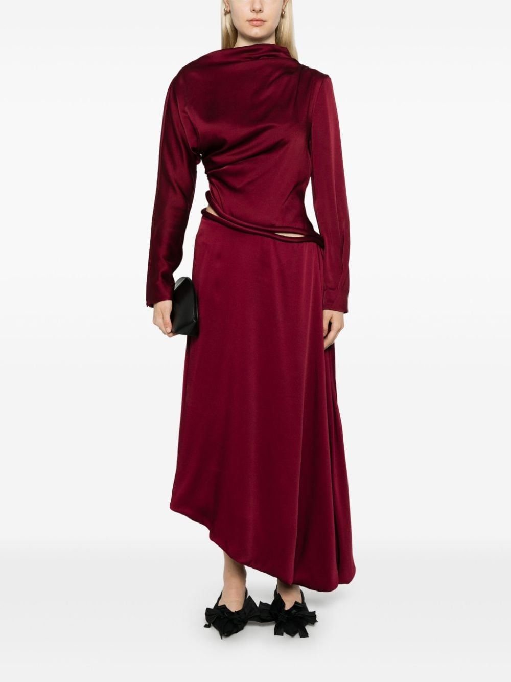 piped-trim midi dress - 2