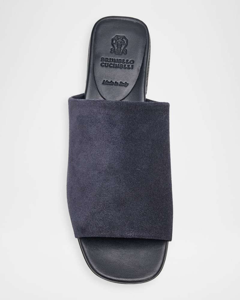Suede Slide Sandals with Monili Heel 6