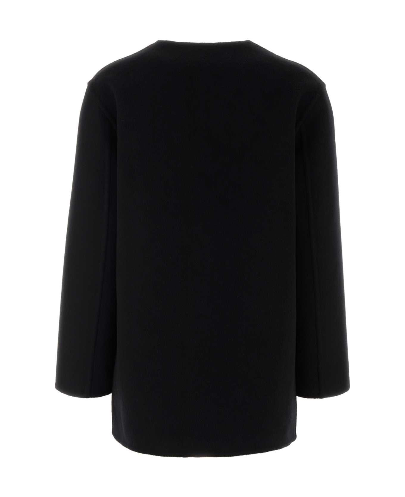 Black Wool Blend Reversible Jacket - 2