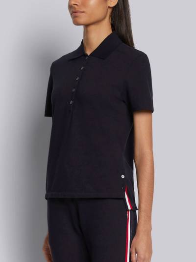 Thom Browne Navy Classic Pique Center Back Stripe Relaxed Fit Short Sleeve Polo outlook