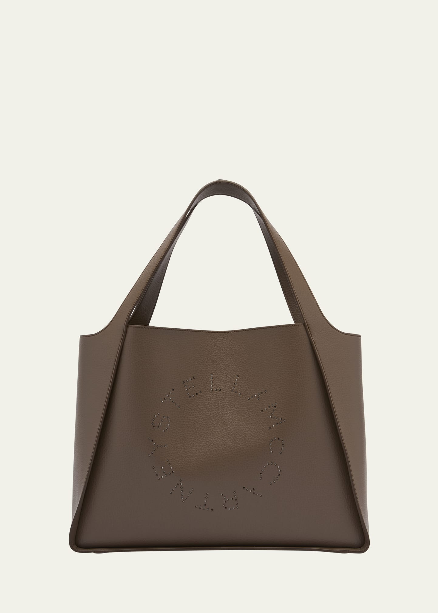 Embossed Vegan Leather Studded Logo Tote Bag - 1