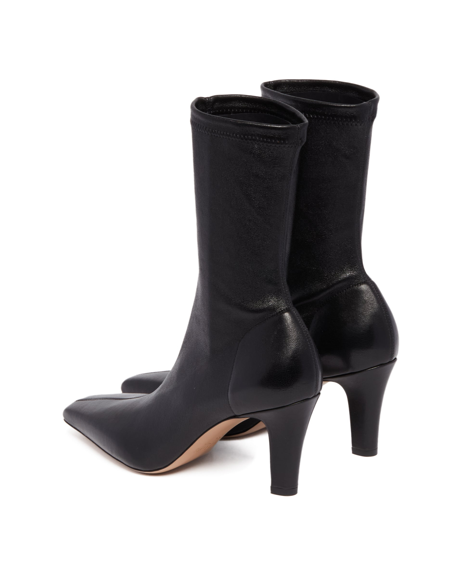 Black Leather Slip-on Ankle Boots - 5