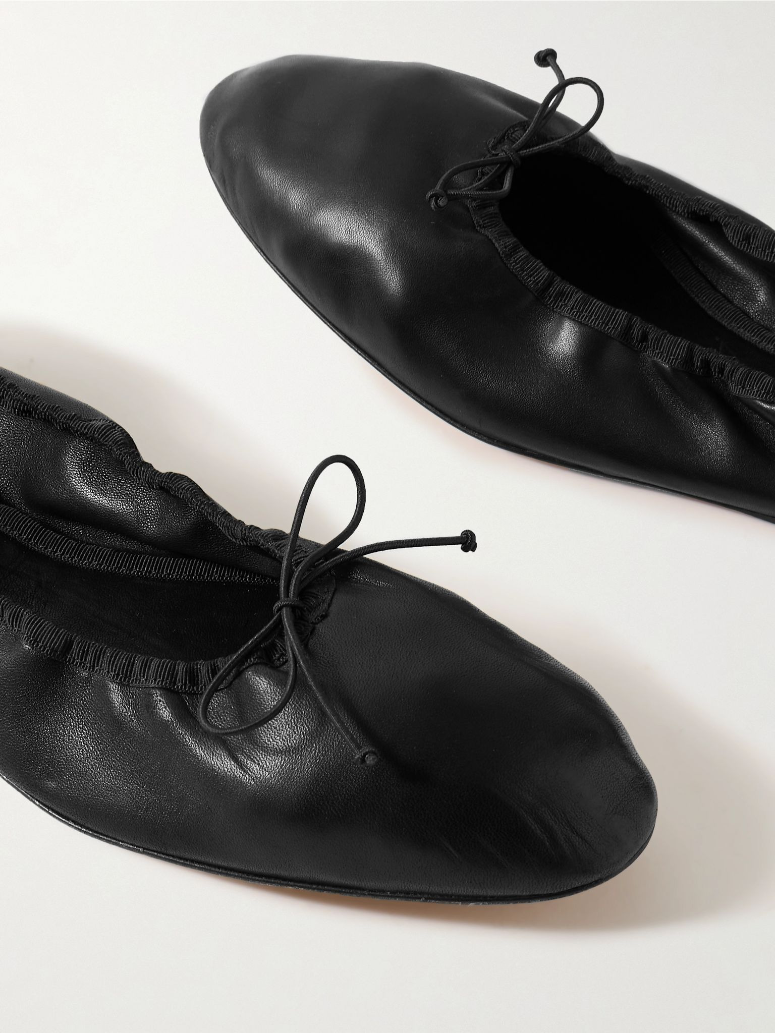 Awar grosgrain-trimmed leather ballet flats Black - 4
